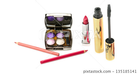 Decorative Cosmetics Set on White Background 135185141