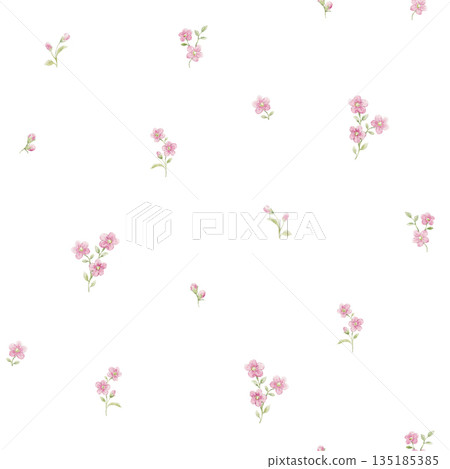 Seamless Watercolor Floral Pattern with Delicate Spring Flowers and Green Leaves Seamless Watercolor Floral Pattern with Delicate Spring Flowers and Green Leaves 135185385