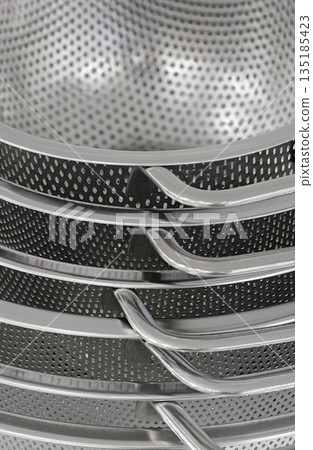 Group of round stainless steel collanders Group of round stainless steel collanders 135185423