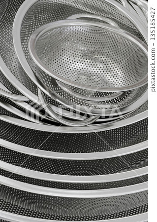 Group of round stainless steel collanders Group of round stainless steel collanders 135185427