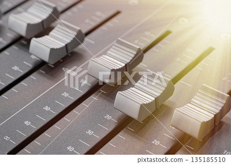 Part of audio mixing console Part of audio mixing console 135185510