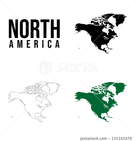 North america isolated on white background for website layouts, reports, annual infographics, world,travel around the world and map silhouette backdrop North america isolated on white background for website layouts, reports, annual infographics, world,travel around the world and map silhouette backdrop 135185878
