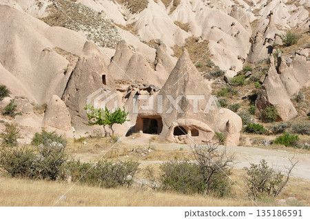 rock formations located near the town of Goreme in Cappadocia rock formations located near the town of Goreme in Cappadocia 135186591