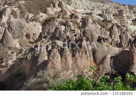 rock formations located near the town of Goreme in Cappadocia rock formations located near the town of Goreme in Cappadocia 135186593