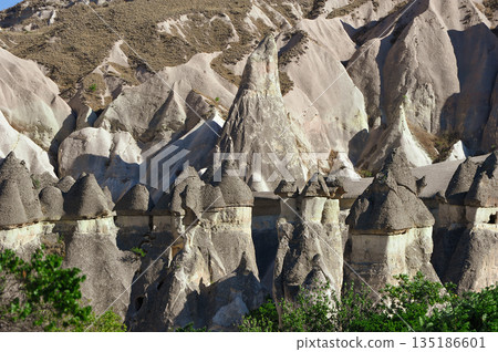 rock formations located near the town of Goreme in Cappadocia rock formations located near the town of Goreme in Cappadocia 135186601