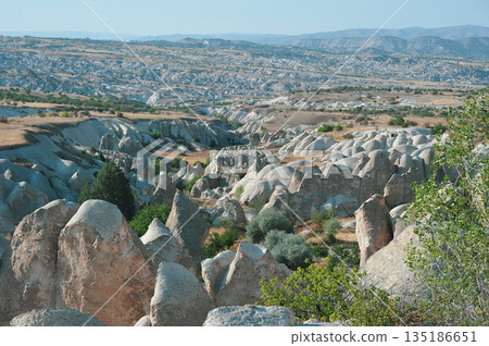 unusual landscape of the tuff mountains in Cappadocia in central Turkey unusual landscape of the tuff mountains in Cappadocia in central Turkey 135186651