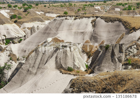 rock formations located near the city of Uchisar in Cappadocia, Turkey 135186678