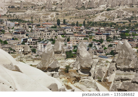 rock formations located near the city of Uchisar in Cappadocia, Turkey rock formations located near the city of Uchisar in Cappadocia, Turkey 135186682