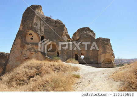 rock formations located near the city of Urgup in Cappadocia rock formations located near the city of Urgup in Cappadocia 135186698