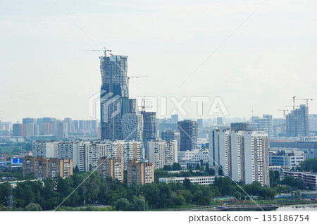 construction of a high-rise building in Moscow 135186754