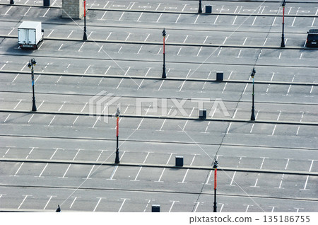 view of the parking lot in Moscow - top view view of the parking lot in Moscow - top view 135186755