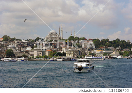View of a ship in the Bosphorus in Istanbul 135186793
