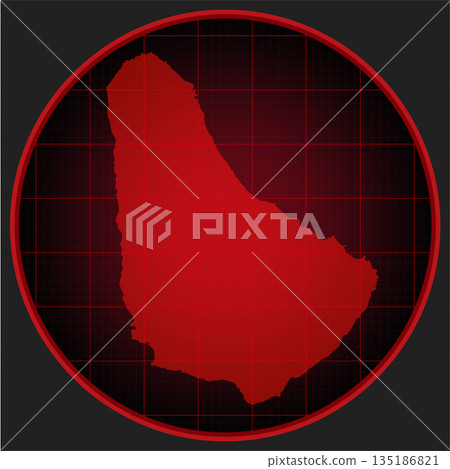 Vector map of Barbados on the radar screen 135186821