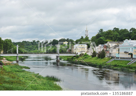 view of the embankment of the Tvertsy river in Torzhok view of the embankment of the Tvertsy river in Torzhok 135186887