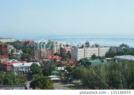 view of the Presidential bridge across the Volga in Ulyanovsk view of the Presidential bridge across the Volga in Ulyanovsk 135186935