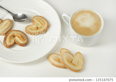 cookies and coffee on a white background 135187075