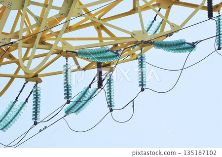 insulators on a high-voltage network line insulators on a high-voltage network line 135187102