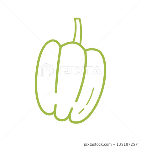 Cute Bell Pepper Hand Drawn Illustration in Minimal Doodle Style Cute Bell Pepper Hand Drawn Illustration in Minimal Doodle Style 135187257
