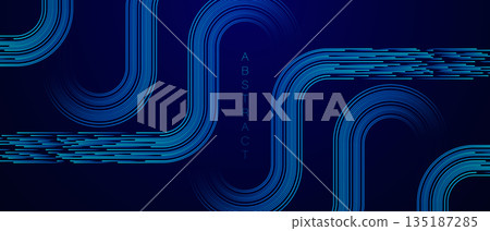 Dark blue abstract background with glowing lines pattern. Modern shiny blue stripes. Geometric linear design elements. Futuristic technology concept. Vector illustration Dark blue abstract background with glowing lines pattern. Modern shiny blue stripes. Geometric linear design elements. Futuristic technology concept. Vector illustration 135187285