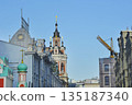 view of the Spassky Cathedral and construction crane in Moscow 135187340