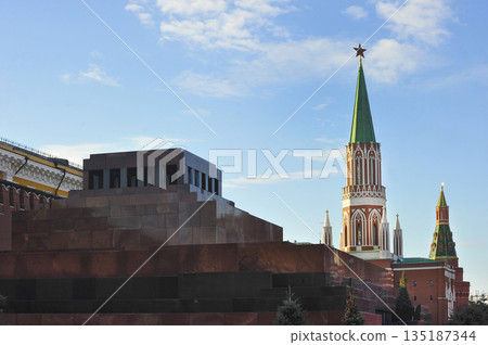 view of the mausoleum on Red Square in Moscow view of the mausoleum on Red Square in Moscow 135187344