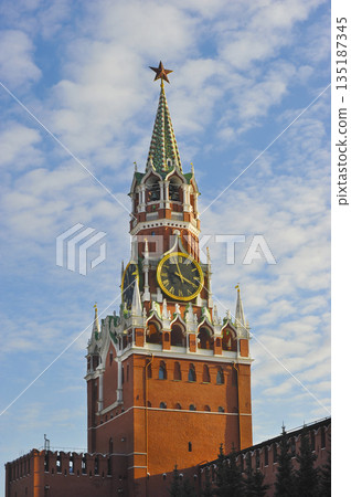 View of the Kremlin's Spasskaya clock tower in Moscow View of the Kremlin's Spasskaya clock tower in Moscow 135187345