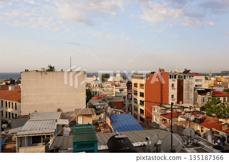 roofs of houses in Fatiha district in Istanbul 135187366
