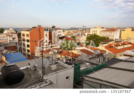 roofs of houses in Fatiha district in Istanbul 135187367