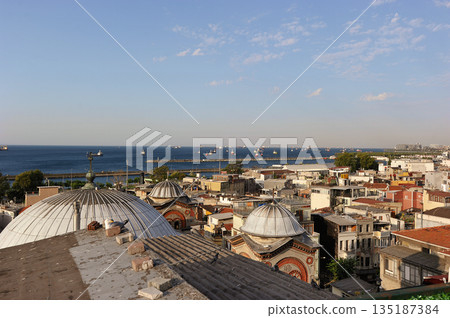 roofs of houses in Fatiha district in Istanbul 135187384