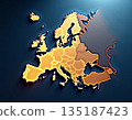 Shining metallic landscape of Europe vividly displays its diverse and reflective landforms 135187423