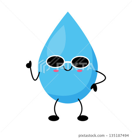 Cool happy water drop kawaii character illustration Cool happy water drop kawaii character illustration 135187494