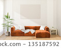 Horizontal Frameless Canvas on Light Wall in Modern Interior. 3D Render. 135187592