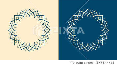 set of guilloche symmetry circular frame design 135187744