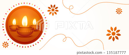happy diwali celebration white banner with text space 135187777