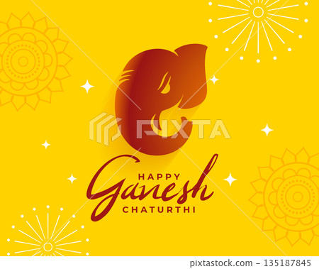happy ganesh chaturthi celebration yellow background 135187845