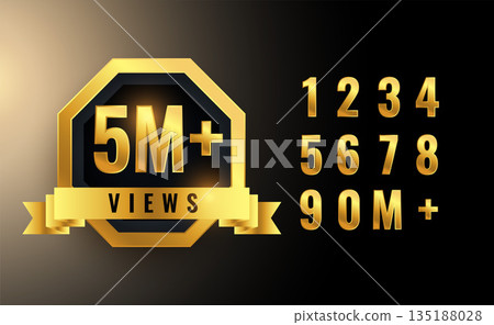 5 million or 5M views congratulation golden banner 5 million or 5M views congratulation golden banner 135188028