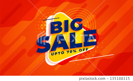 big sale abstract banner in 3d style orange color 135188115