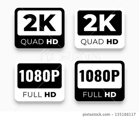 2k quad and 1080 full hd screen resolution pixel tag icon 2k quad and 1080 full hd screen resolution pixel tag icon 135188117