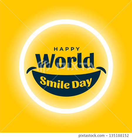 happy world smile day yellow background with glowing neon frame happy world smile day yellow background with glowing neon frame 135188152