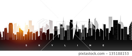 panoramic skyline midtown cityscape with sunlight effect 135188153