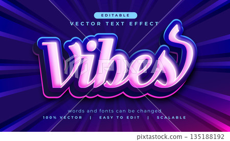 glowing pink vibes text effect in 3d style 135188192