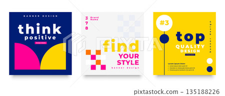 set of abstract social media post template for business advertisement 135188226