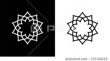 set of line art symmetry circular shape in islamic style set of line art symmetry circular shape in islamic style 135188229