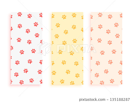 set of three animal paw feet pattern background design 135188287