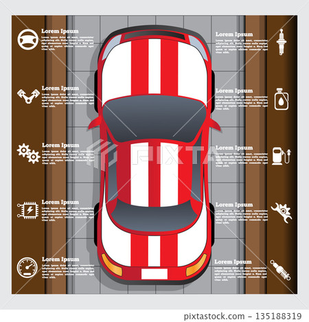 Car service, repair, diagnostic. The template for the presentation. Vector illustration. Car service, repair, diagnostic. The template for the presentation. Vector illustration. 135188319