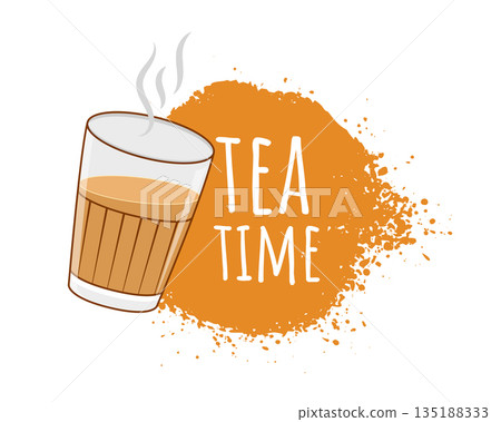 glass of indian chai or tea time poster design glass of indian chai or tea time poster design 135188333