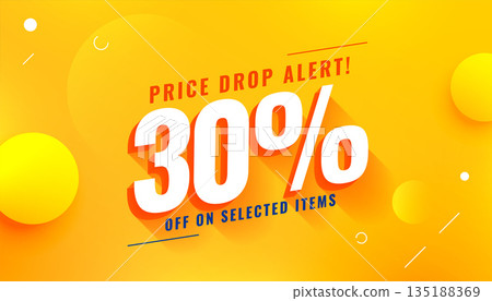 3d style price drop sale banner for best deal on selected item 135188369