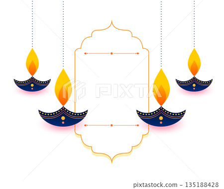 hanging style diwali diya festive background with text space 135188428
