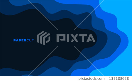 abstract curvy rounded modern poster in papercut style 135188628