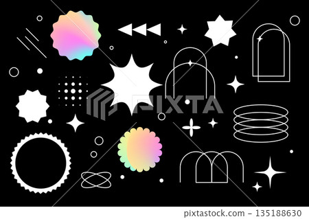 retro style y2k geometric shapes element in set retro style y2k geometric shapes element in set 135188630